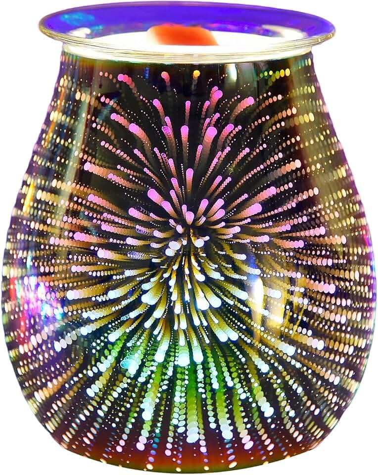 Duftlampe Wachs Duftöl Lampe, elektrische Wachswärmer, Ölbrenner, Nachtlicht-Öllampe für Heimdekoration (3D-Feuerwerk Design)