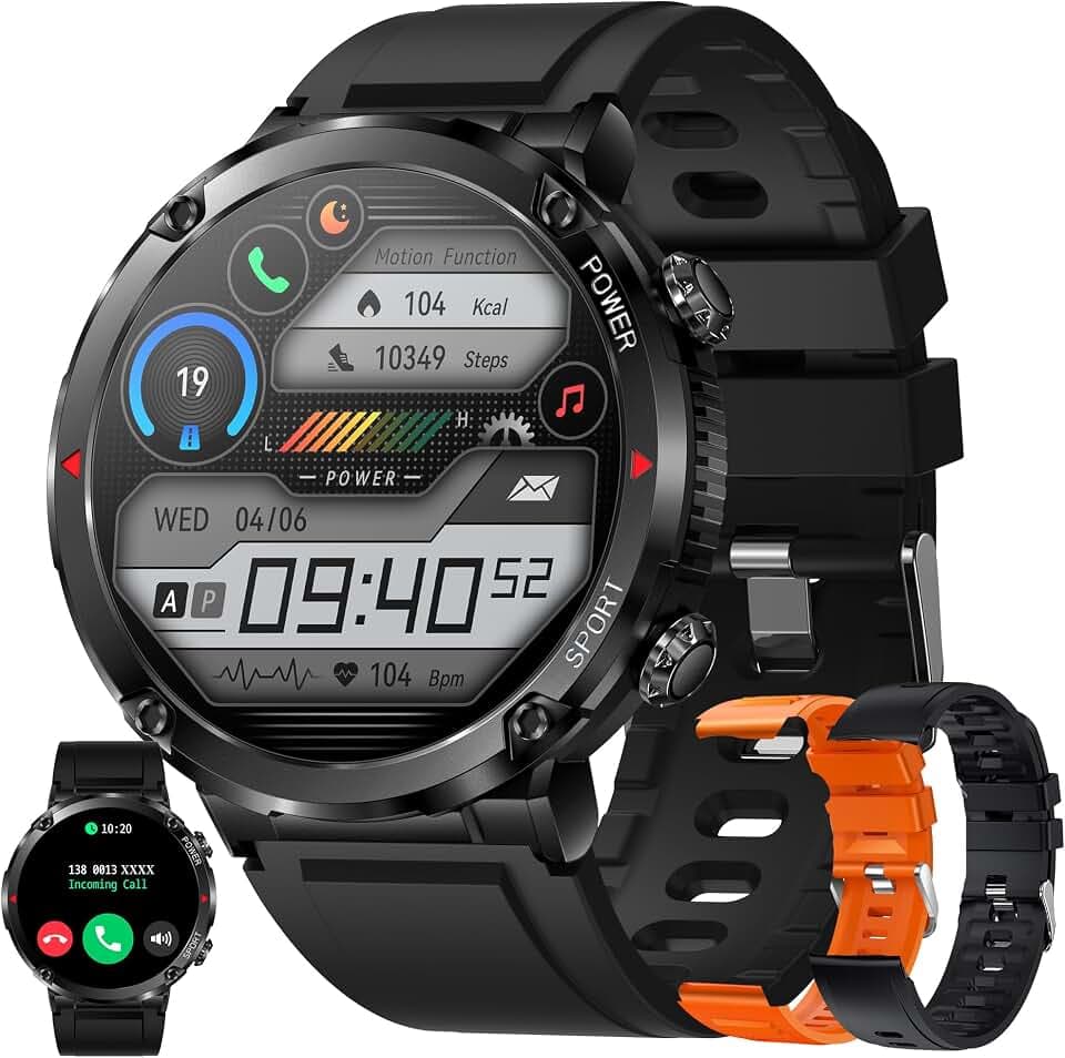 ZPIMY Smartwatch Herren mit Telefonfunktion 1,6" Voll Touchscreen Uhren Fitness Tracker 22 Sportmodi, 600 mAh Große Batterie, Aktivitätstracker 5ATM Wasserdicht Armbanduhr für Android iOS (Schwarz)