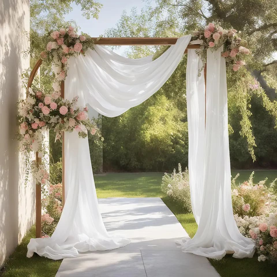 White Wedding Arch Draping Fabric Sheer Curtain Drapes | 31" x 20 ft Extra Long Shimmery Backdrop Curtains for Wedding Anniversary Party Summer Outdoor Events Drapery Photo Backgrounds