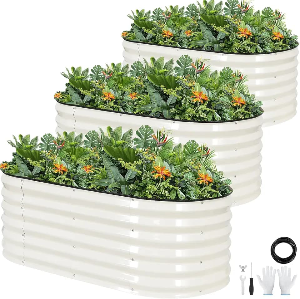 Galvanized Raised Garden Bed,4x2x1.4ft Planter Box for Deep Root Plant 3Pcs
