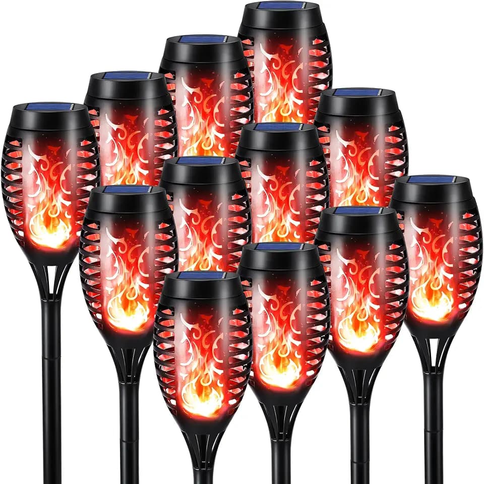 Toodour Solar Torch Flame Lights, 12 Pack Solar Halloween Lights Outdoor