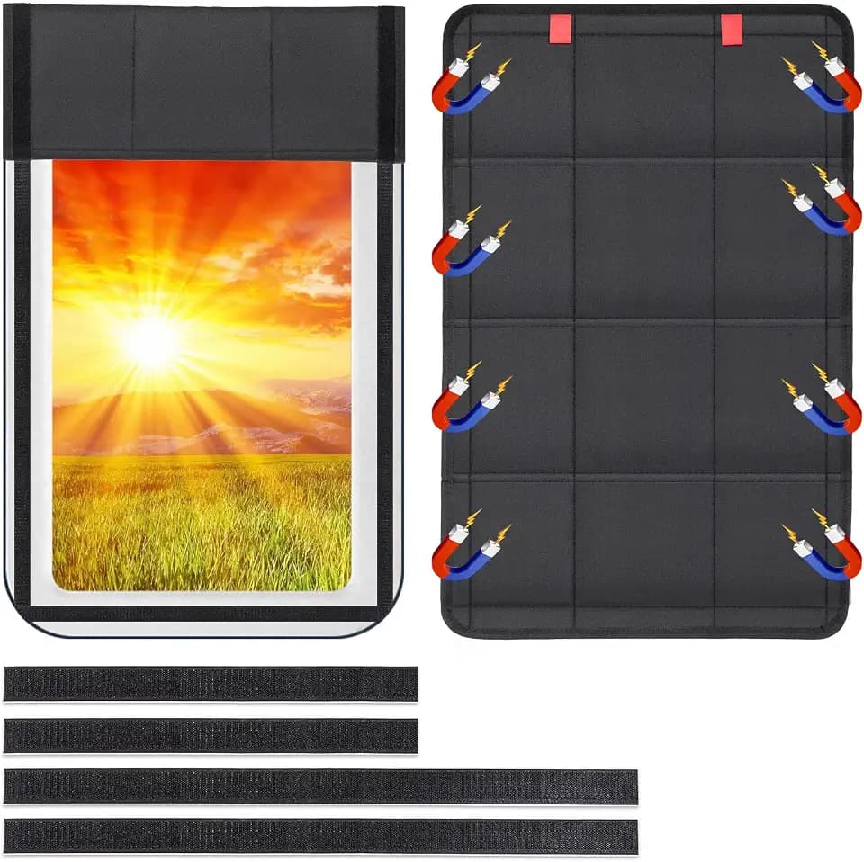 Spurtar RV Door Window Shade 25" x 16" (Outer Frame Size), Black