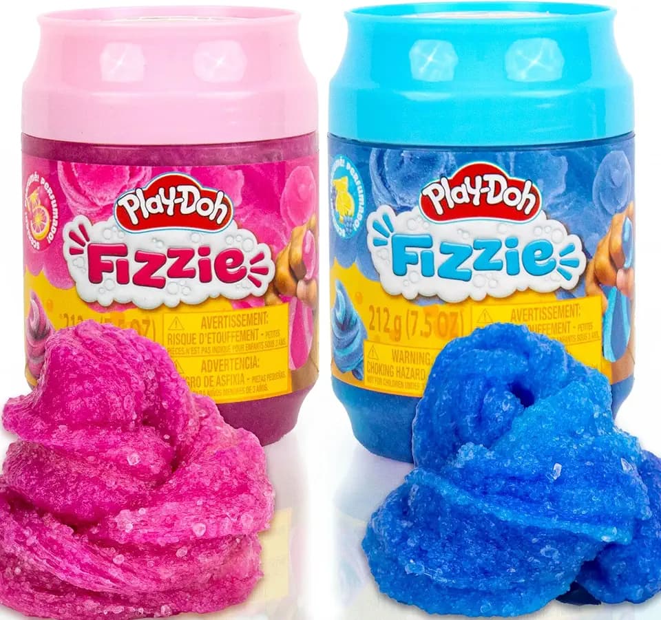 Play-Doh Slime Compounds, Scented Sensory Toys for Kids and Tweens, Use in Goodie Bags and Party Favors, Fizzie Strawberry and Blue Raspberry