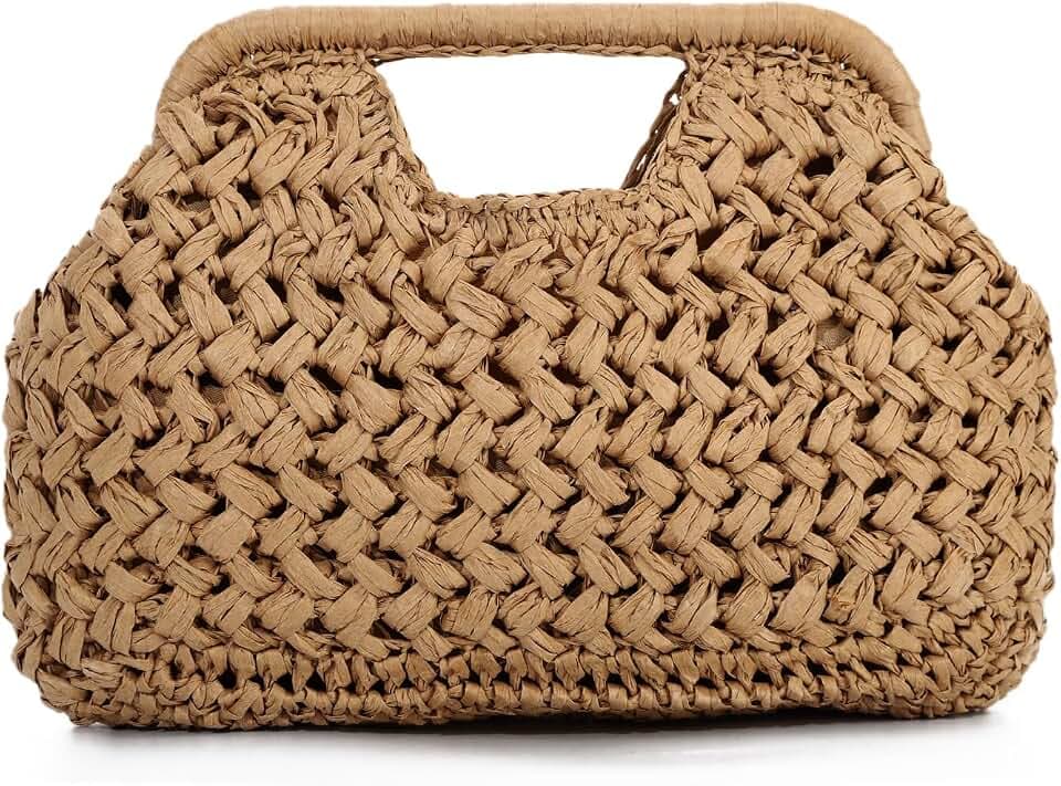 Emprier Straw Clutch Purses for Women Dumpling Bag Summer Beach Woven Handbag