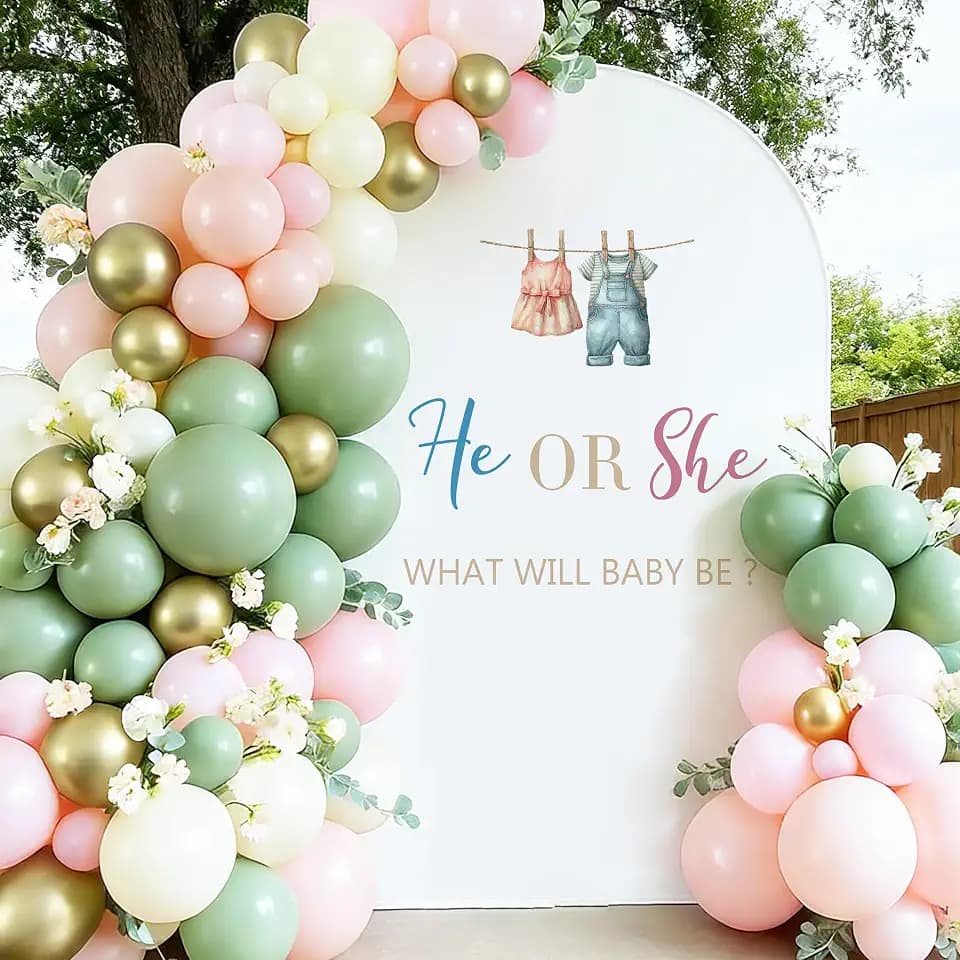 He or She What Will Baby Be Gender Reveal Decal Sign - Girl or Boy Birthday Party Backdrop Decor,Baby Shower Party Gender Reveal Sign for Balloon Arch Decor (He or She Wall Decal 26426)