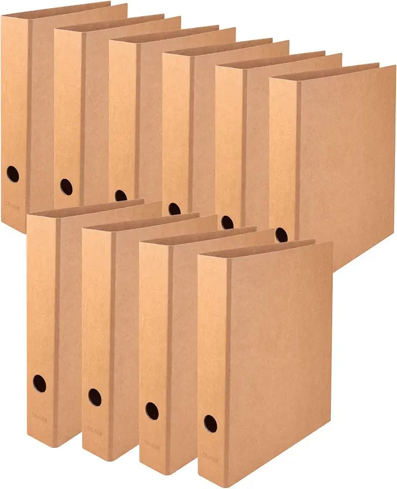 Original Falken 10er Pack Vegan-Ordner Pure Nature. Made in Germany. 5 cm breit DIN A4 Braun Aktenordner Briefordner Büroordner Pappordner Schlitzordner