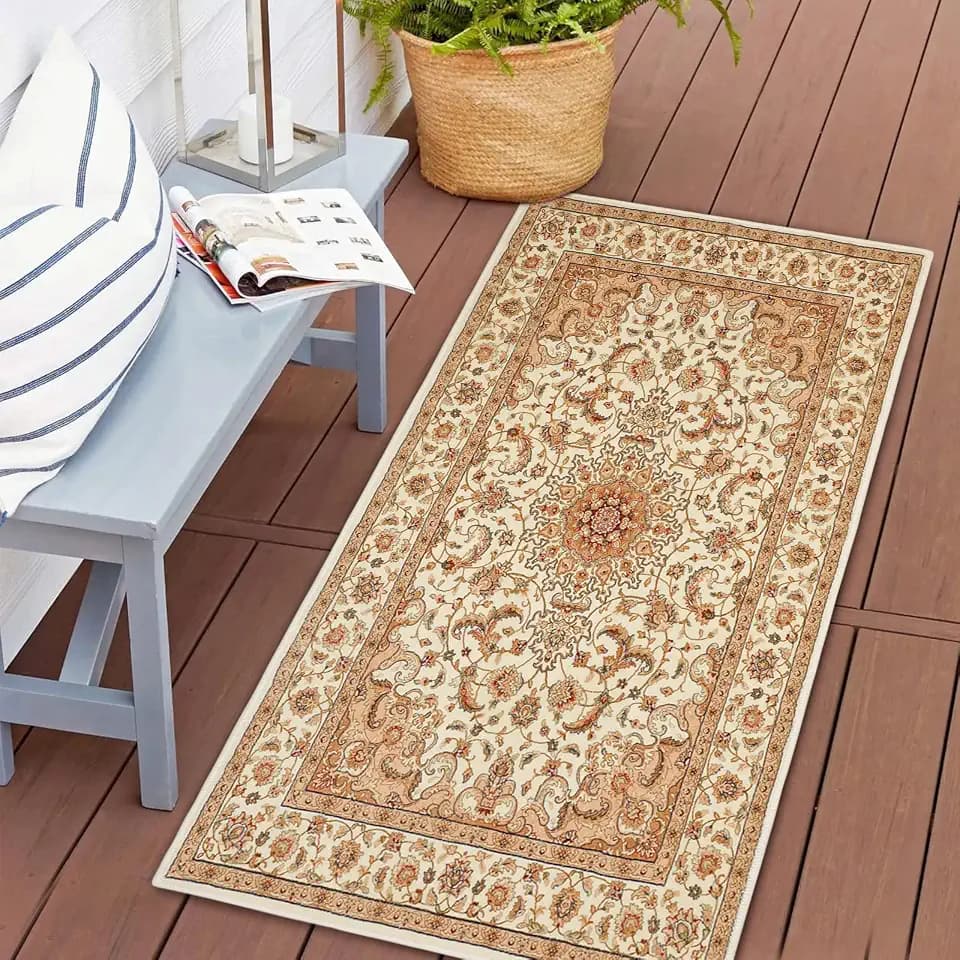 COMSLE Boho Area Rug, Faux Wool 2' x 4' Washable Rugs for Entryway Indoor