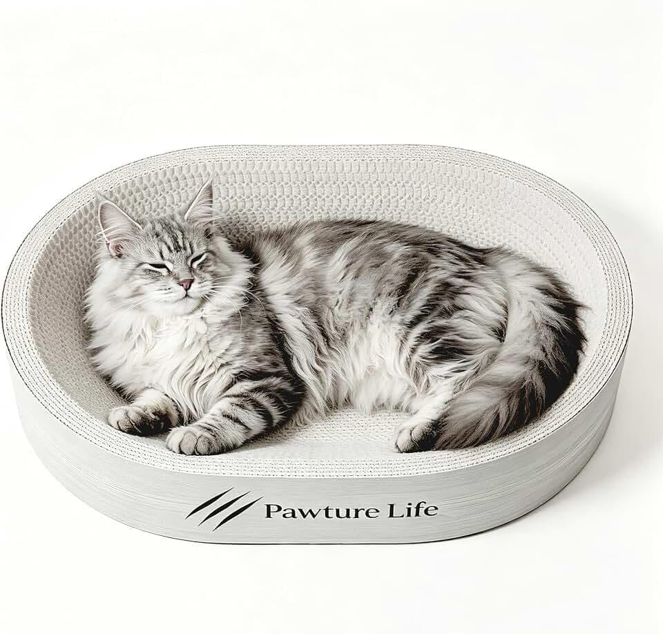 Extra Large Cardboard Cat Scratching Bed, Black/White