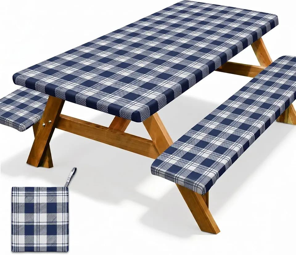 3 Piece Picnic Table Cover with Bench Covers, Camping Essentials