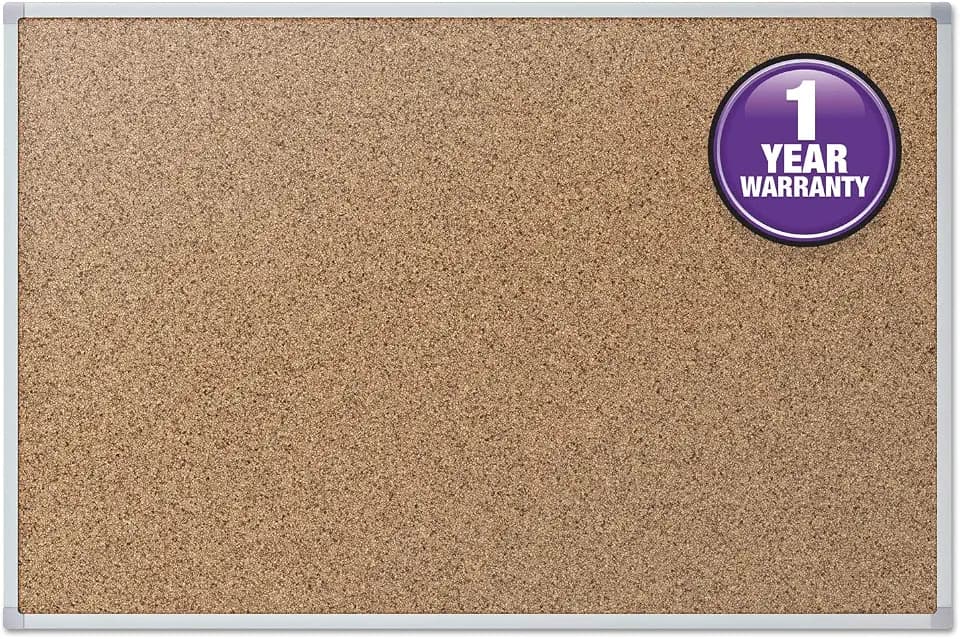 Mead Corkboard, 4' x 3' Bulletin Board, Aluminum Frame Cork Board (85362)