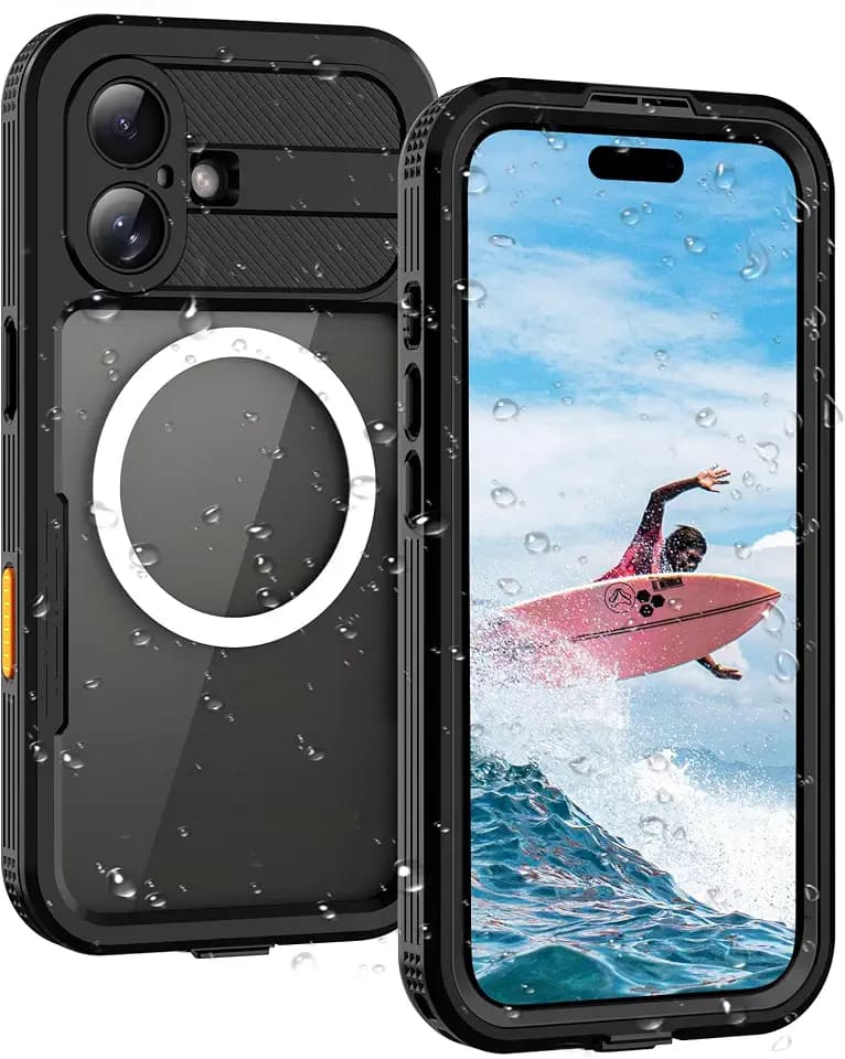 ShellBox Case Waterproof Dustproof for iPhone 17, 360 Full Body Military-Grade Drop Proof Shockproof Phone Cover, Fit Magnetic Wireless Accessories, Built-in Camera Button Screen Protector, Black