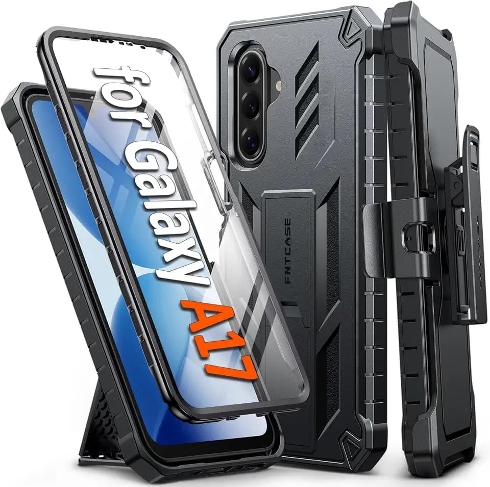 FNTCASE for Samsung Galaxy A17/A26 5G Phone Case with Belt Clip Black