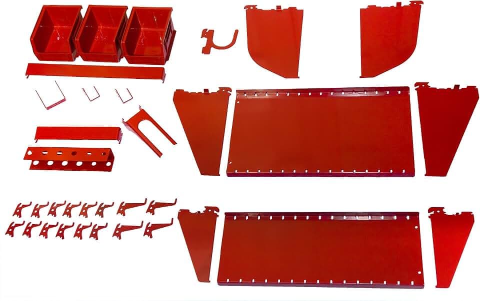 Wall Control KT-400-WRK R Slotted Tool Board Workstation Accessory Kit for Wall Control Pegboard Only, Red