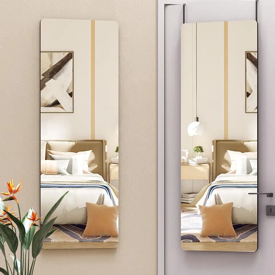 Hasipu Wandspiegel Metallrahmen, 120 x 40cm Spiegel Hartglas, Ganzkörperspiegel Wand- & Türmontage, Türspiegel mit Haken, Hängespiegel für Schlafzimmer Garderobe Eingang, Quadratisch Schwarz