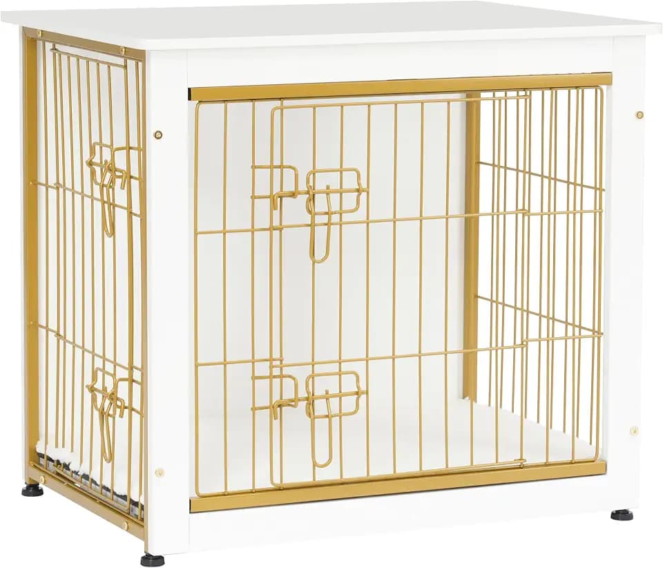 DWANTON 27" Dog Crate Furniture, Dog Kennel Indoor, with Waterproof Cushion