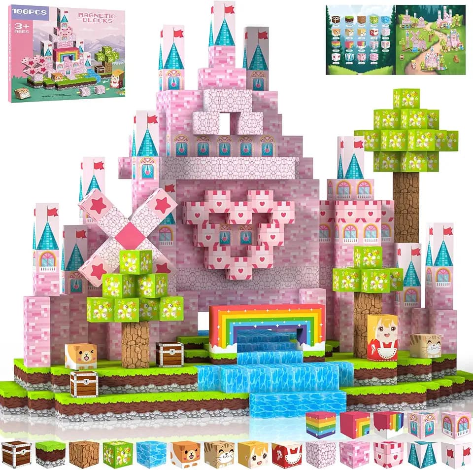 Magnetische Bausteine 100 PCS 2CM Magnetbausteine für Kinder ab 3 Jahre Magnetic Blocks, Montessori Spielzeug Magnete, Magnetische Geburtstag Geschenk ab 3 4 5 6 7 8 9 10 11 12 Jungen Mädchen