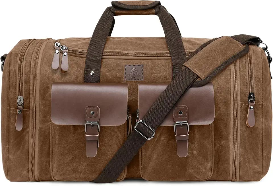 Waxed Canvas Duffle Bag for Men - 50L Waterproof Travel Duffel Bags
