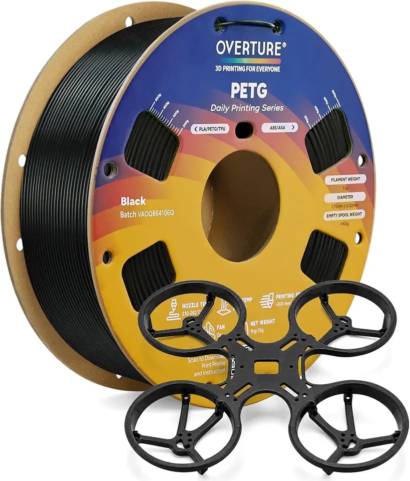 OVERTURE Rapid PETG Filament 1,75 mm Schwarz | High Speed