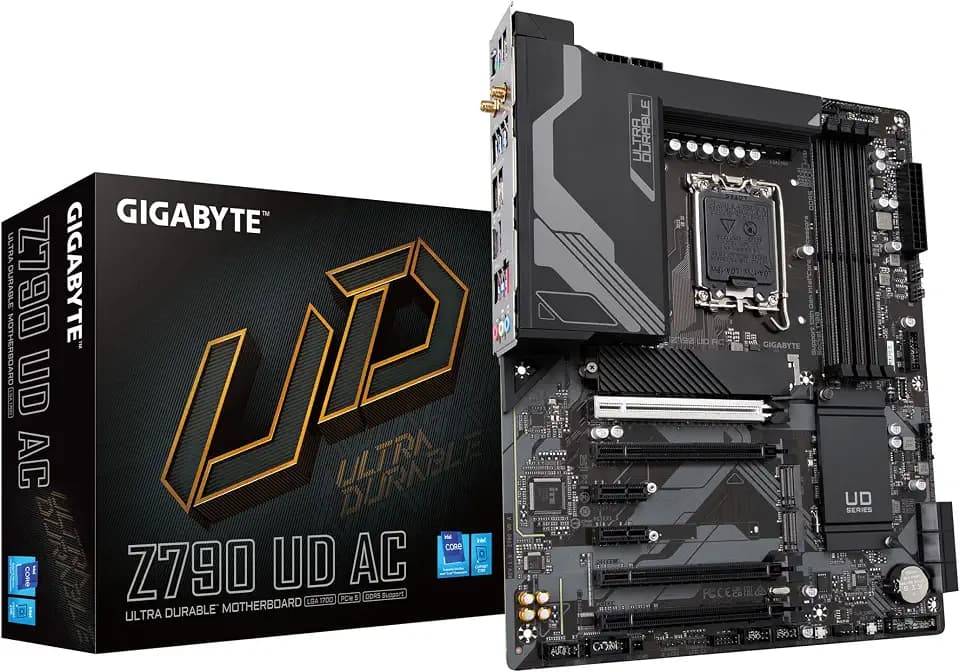 GIGABYTE Z790 UD AC LGA 1700 ATX Motherboard, Support Intel Core 14th/13th/12th Gen, DDR5, 16+1+1 Power Phase, 3X M.2, PCIe 5.0, USB-C 3.2, Dual Band WiFi, 2.5GbE, EZ-Latch, Q-Flash, RGB Fusion