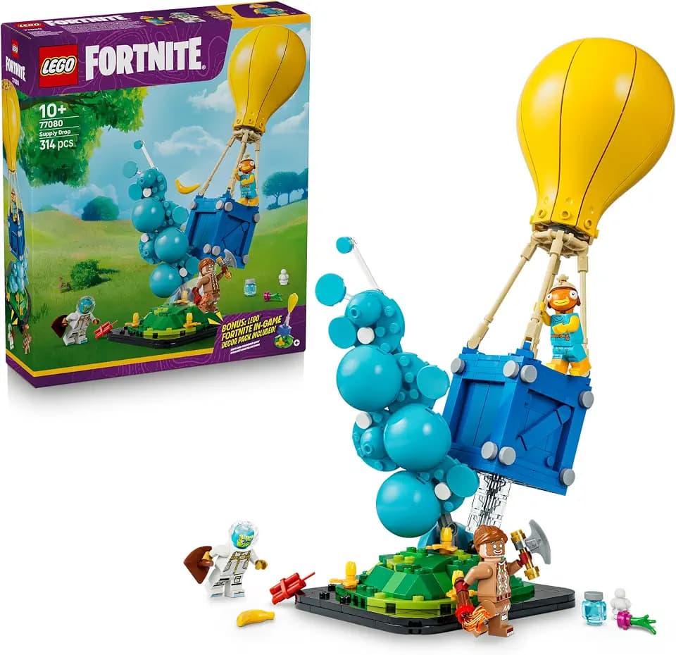 LEGO Fortnite Vorratslieferung - Spielzeug mit Minifiguren Fischstäbchen, Leviathan & Lebkuchenkanonier, Zubehör inkl. Schlürfsaft - Gaming Deko - Geschenk für Jungen, Mädchen ab 10 Jahren - 77080