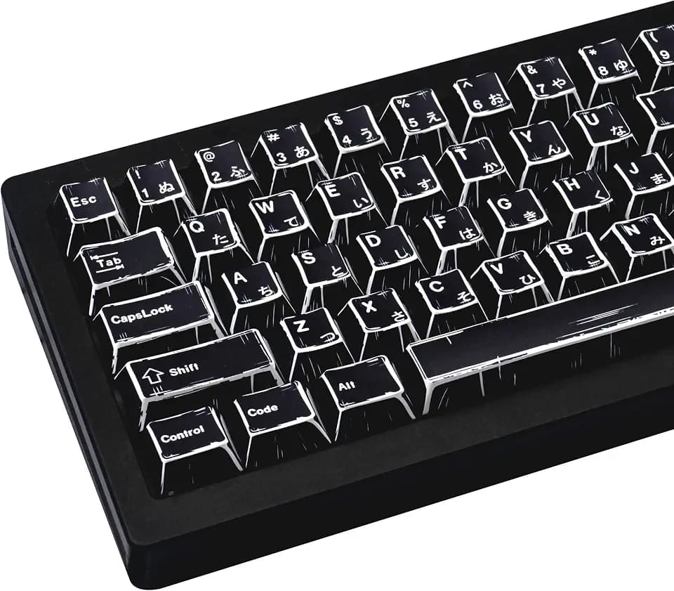 PBT Black Keycaps, Japanese Manga Custom Keyboard Keycaps