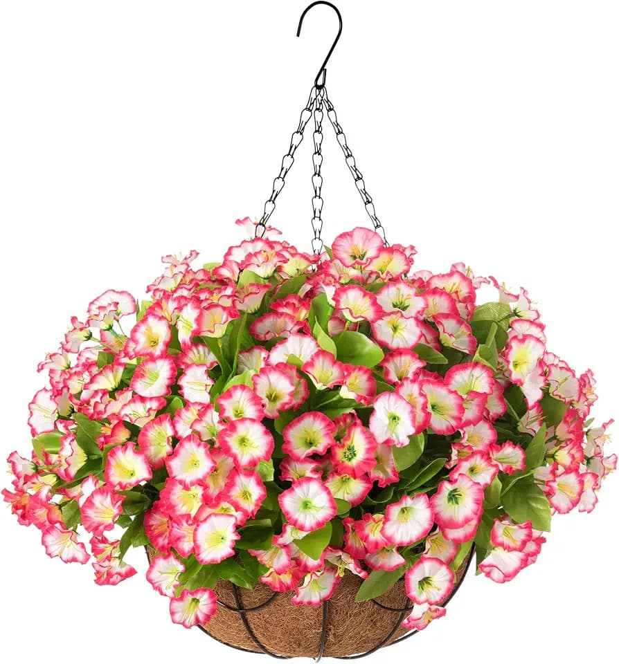 Artificial Hanging Flowers with Basket for Outdoor Summer Garden Decoration