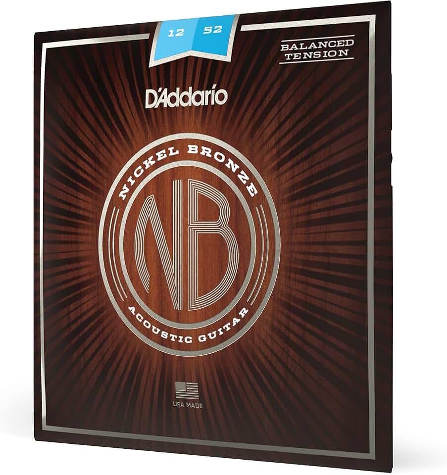 D'Addario Nickel Bronze Acoustic Guitar Strings NB1252BT, 12-52