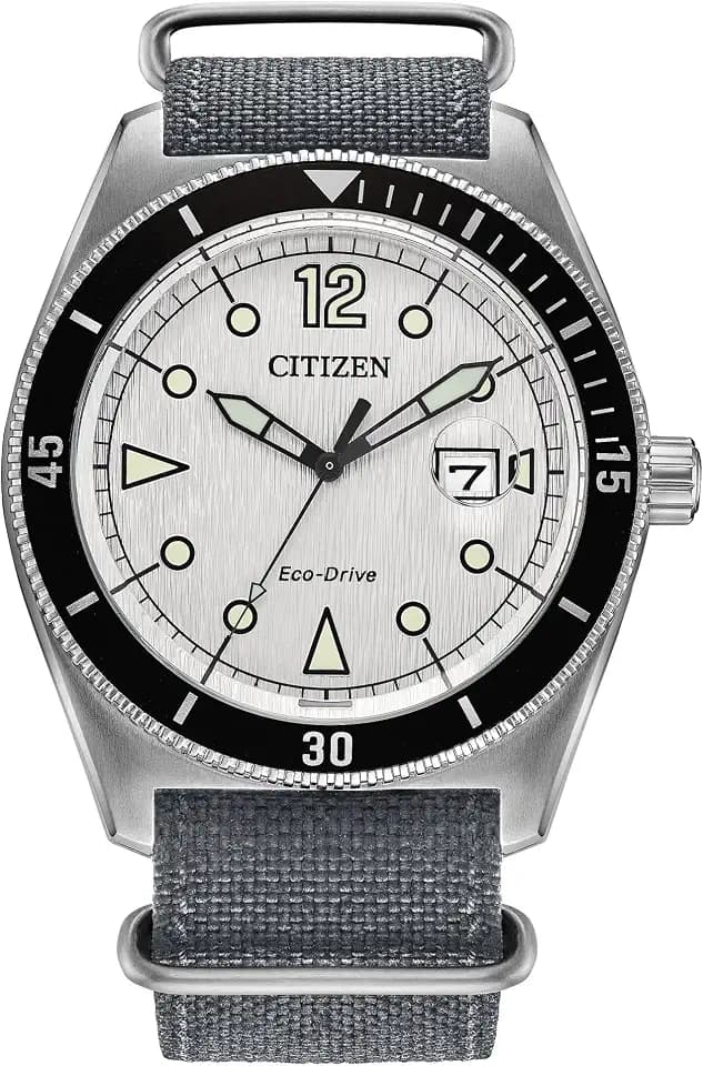CITIZEN Mens Eco-Drive Terra Force, Silver-Tone Stainless Steel Case