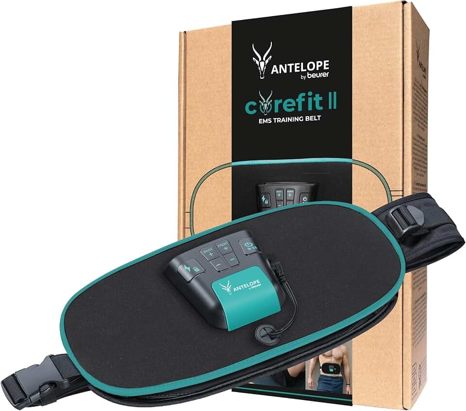Beurer Corefit II by Antelope EMS-Trainingsgürtel, gezielte Stimulation der Bauch- und Rückenmuskulatur, effektiv für Muskelaufbau & Fettverbrennung, 9 Trainingsprogramme, für Männer und Frauen