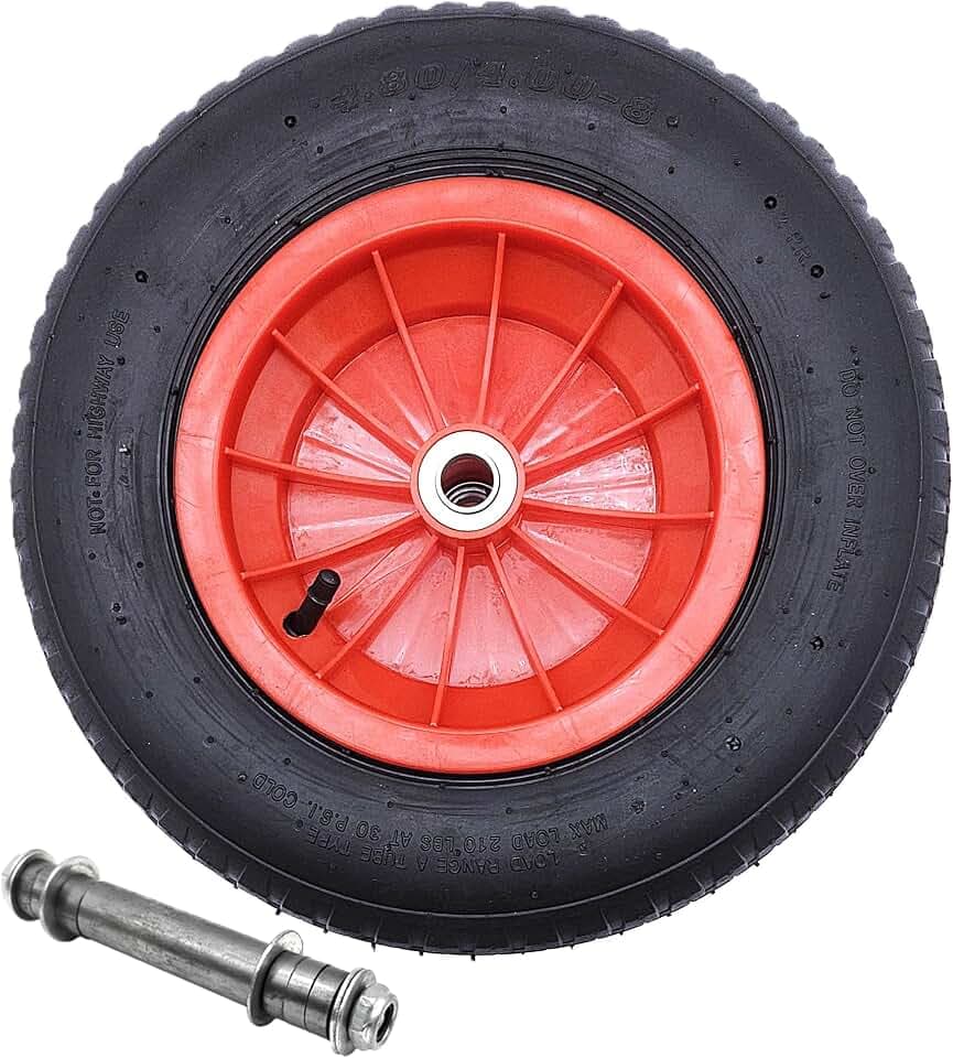 Hero Schubkarrenrad 4.80/4.00-8 Luftbereifung mit Achse, Ø 390 mm