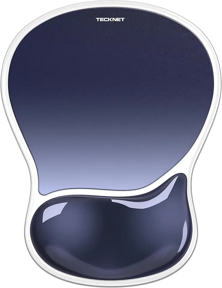 TECKNET Mauspad mit Gel-Handgelenkauflage, Wasserdicht, Dunkelblau
