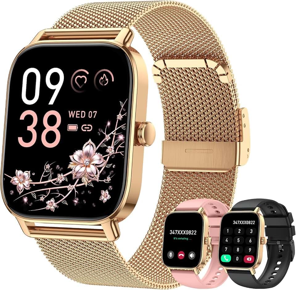 Smart Watch for Women Android/iPhone: Fitness Tracker Smart Watches Rose Gold IP68 Waterproof Bluetooth Calls Answer&Make 1.85" Smartwatch Activity Pedometer Heart Rate SpO2 Monitor 120+ Sports Model