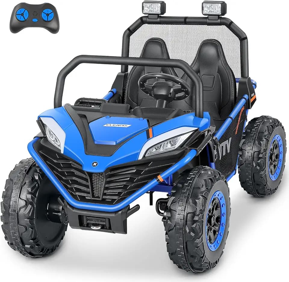 ELEMARA 24V Ride on Car for Kids, 2 Seater XL 20" Seat Ride on Toy, 10AH 4WD Battery Powered 4.5MPH Electric Car with Remote, 3 Speeds, Music Gift for Ages 3-8