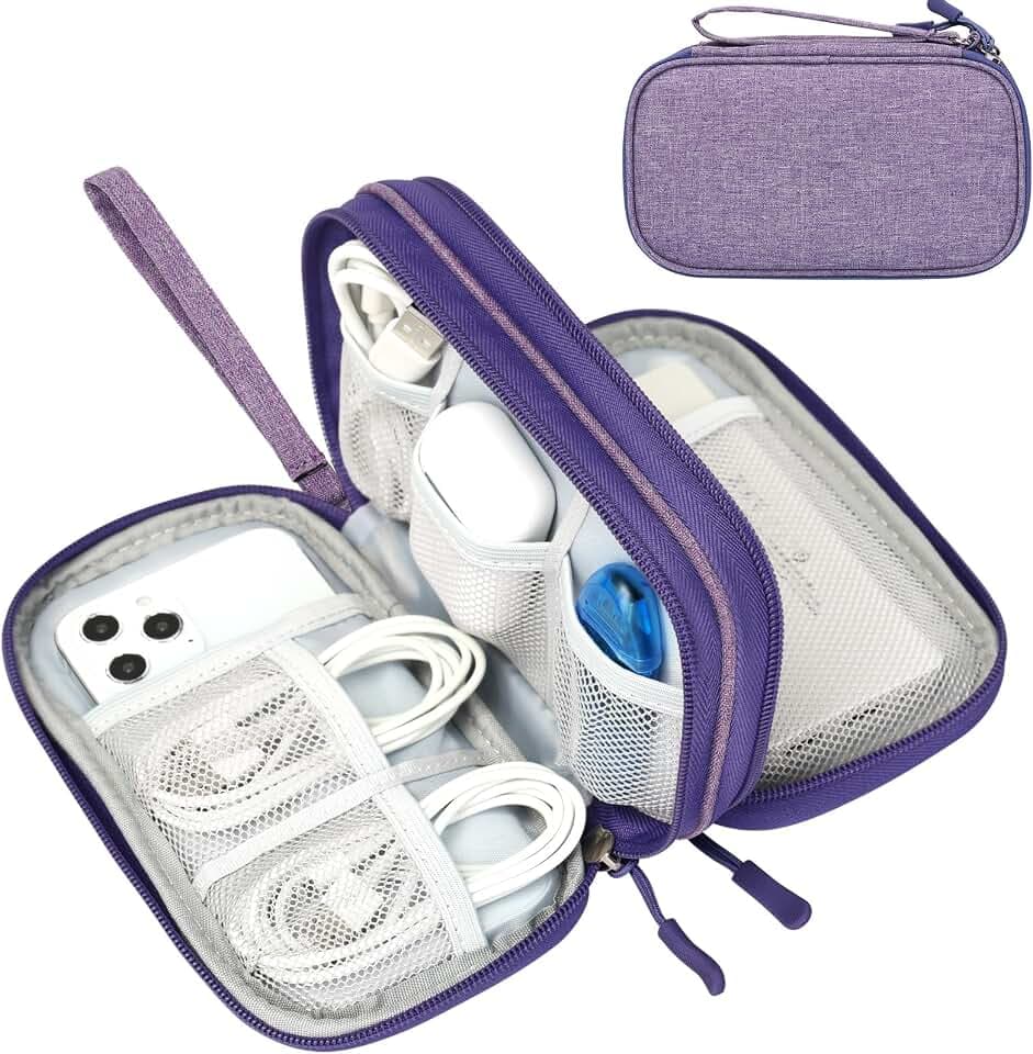 FYY Electronic Organizer, Travel Tech Pouch Bag Cable Organizer Dark Purple