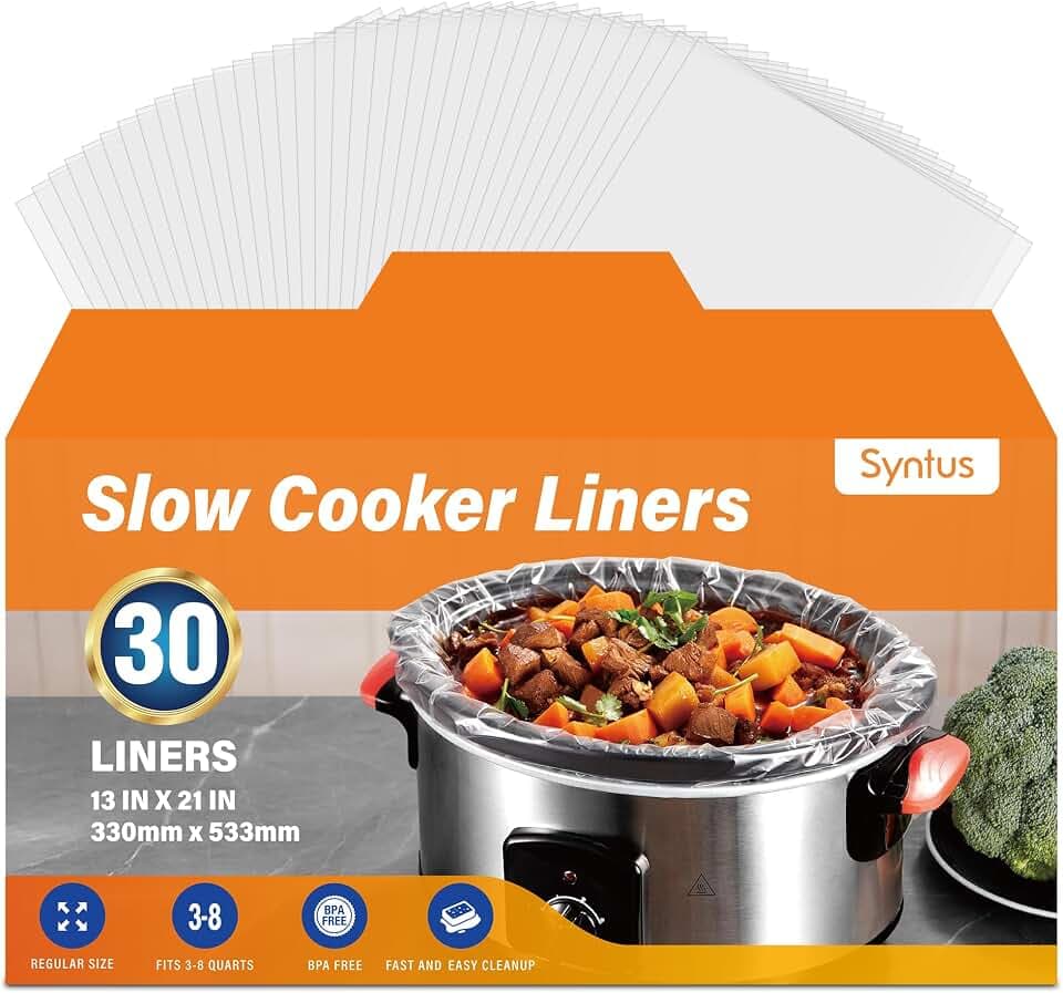 Syntus 30 Pcs Slow Cooker Liner, Large Size 13"x21" Fit 3-8 Quart Pots
