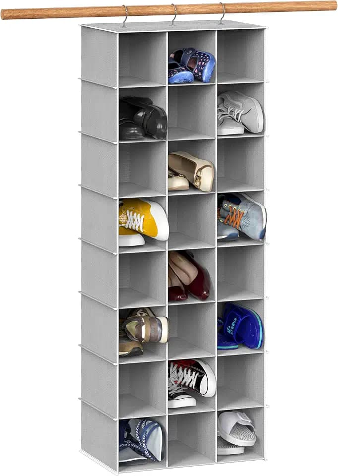 Simple Houseware 24 Section Shelves Hanging Shoes Organizer, Gray