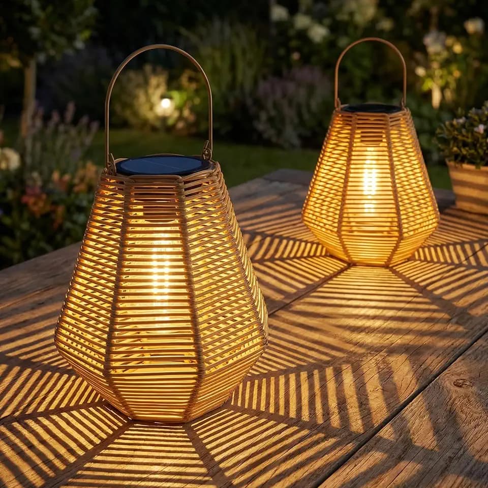 Solar Lanterns, 2 Pack Rattan Hanging Lights Outdoor Waterproof for Patio