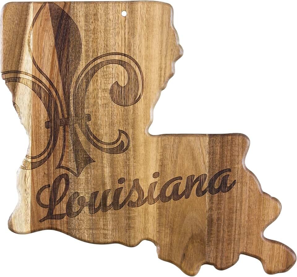 Rock & Branch Origins Louisiana State Shaped Wood Cutting Board