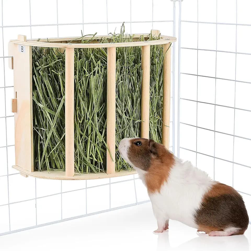 Unicorn Catcher Wooden Guinea Pig Hay Feeder, Large Hanging Rabbit Rack
