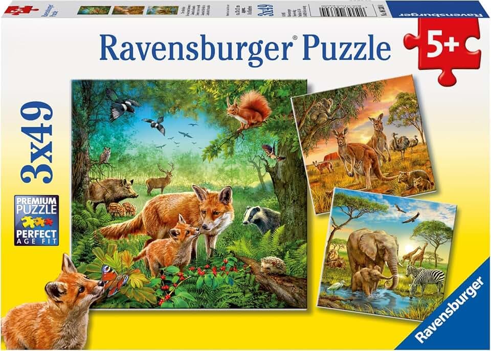 Ravensburger Puzzle Tiere der Erde - 3x49 Teile Puzzle ab 5 Jahre