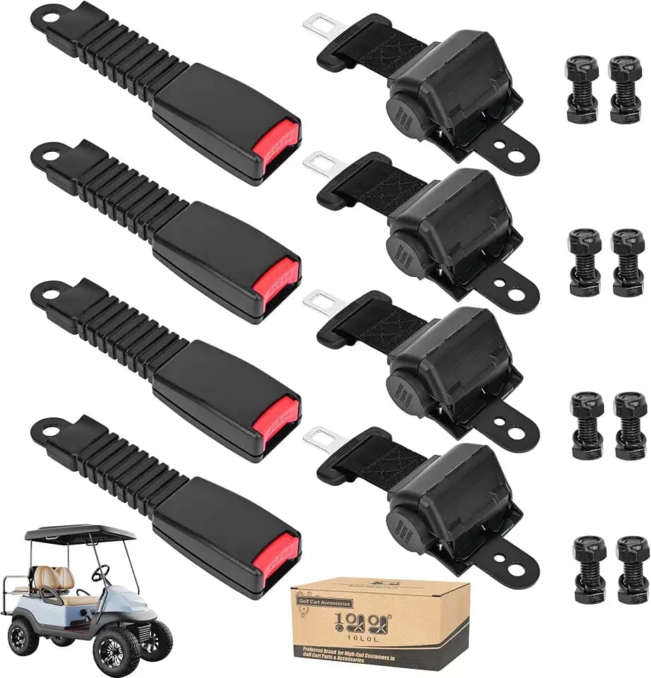 10L0L Universal Golf Cart Seat Belts Kit for Yamaha, Club Car, EZGO Carts Go-Kart ATV UTV, 42" Retractable Seat Belts Kit for Street Legal Seat Belt Golf Carts Front&Rear Seat (Without Bracket)