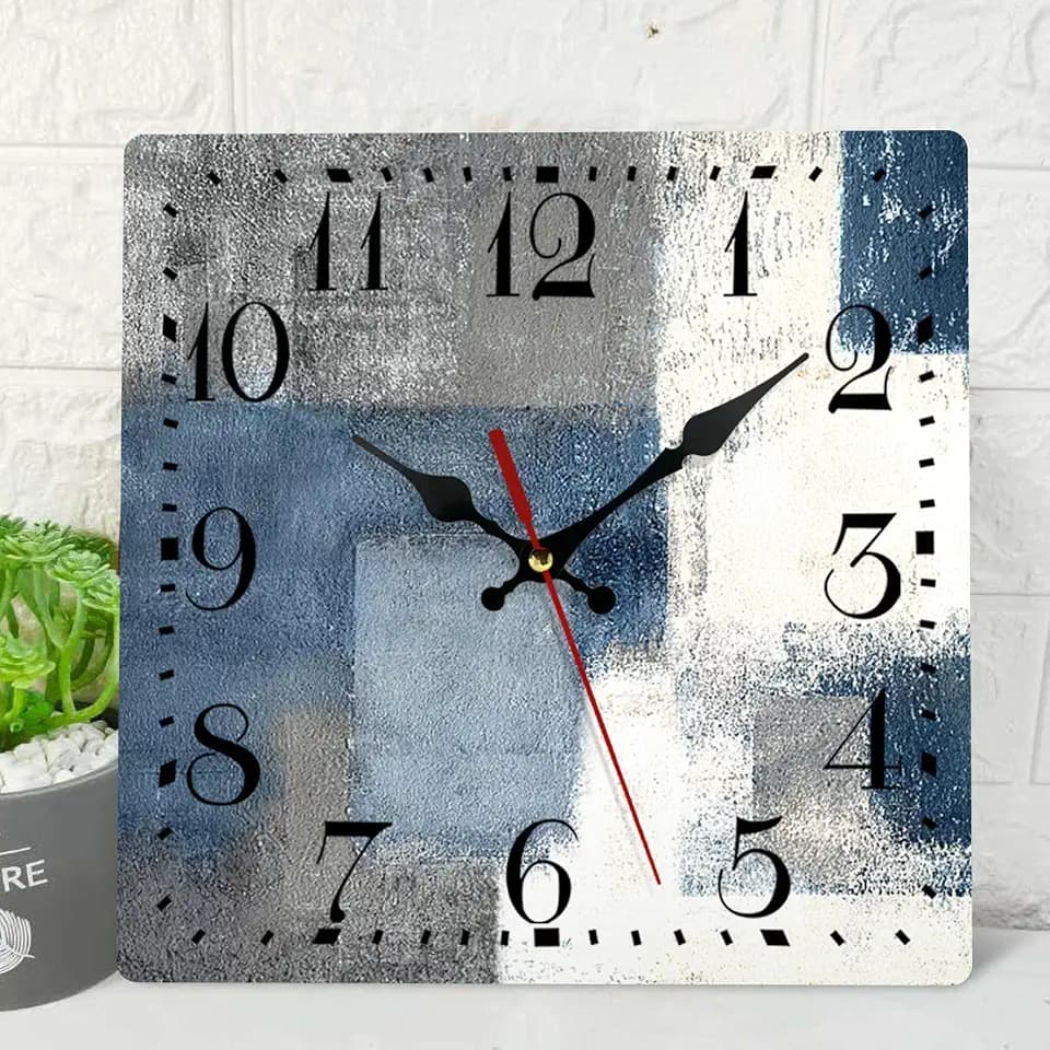ArtSocket Square Wall Clock Silent Non-Ticking 12" Abstract Coastal