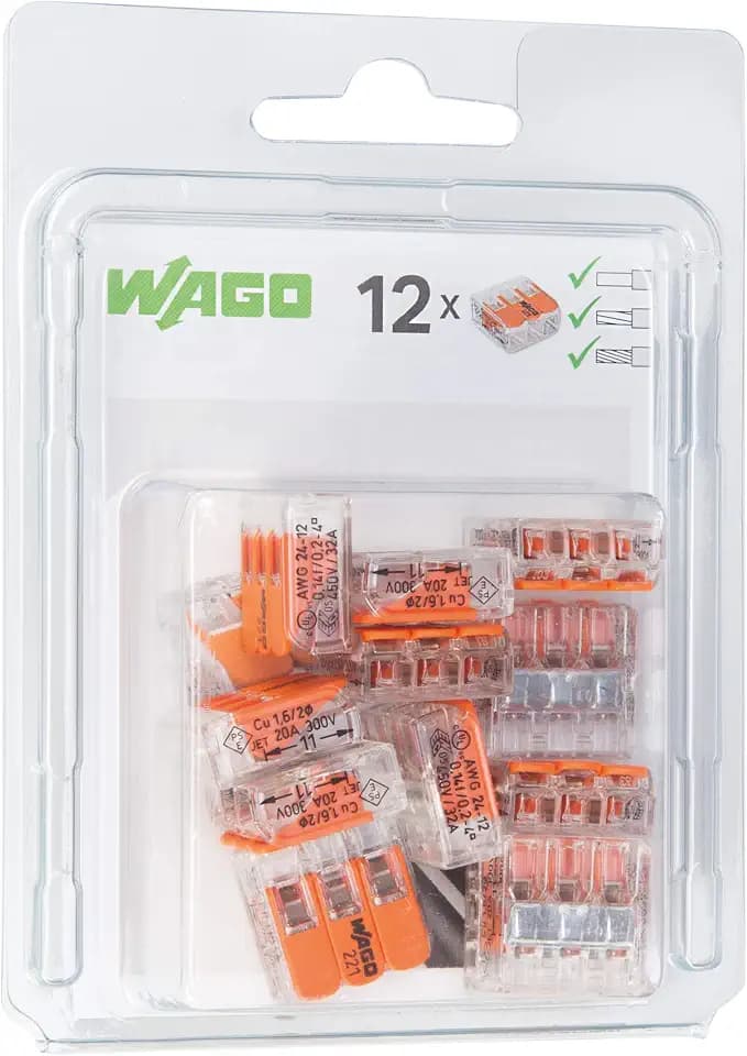 WAGO® Klemme, 3-Leiter, Verbindungsklemme mit Hebel, 221-413/996-012 (12 Stück)