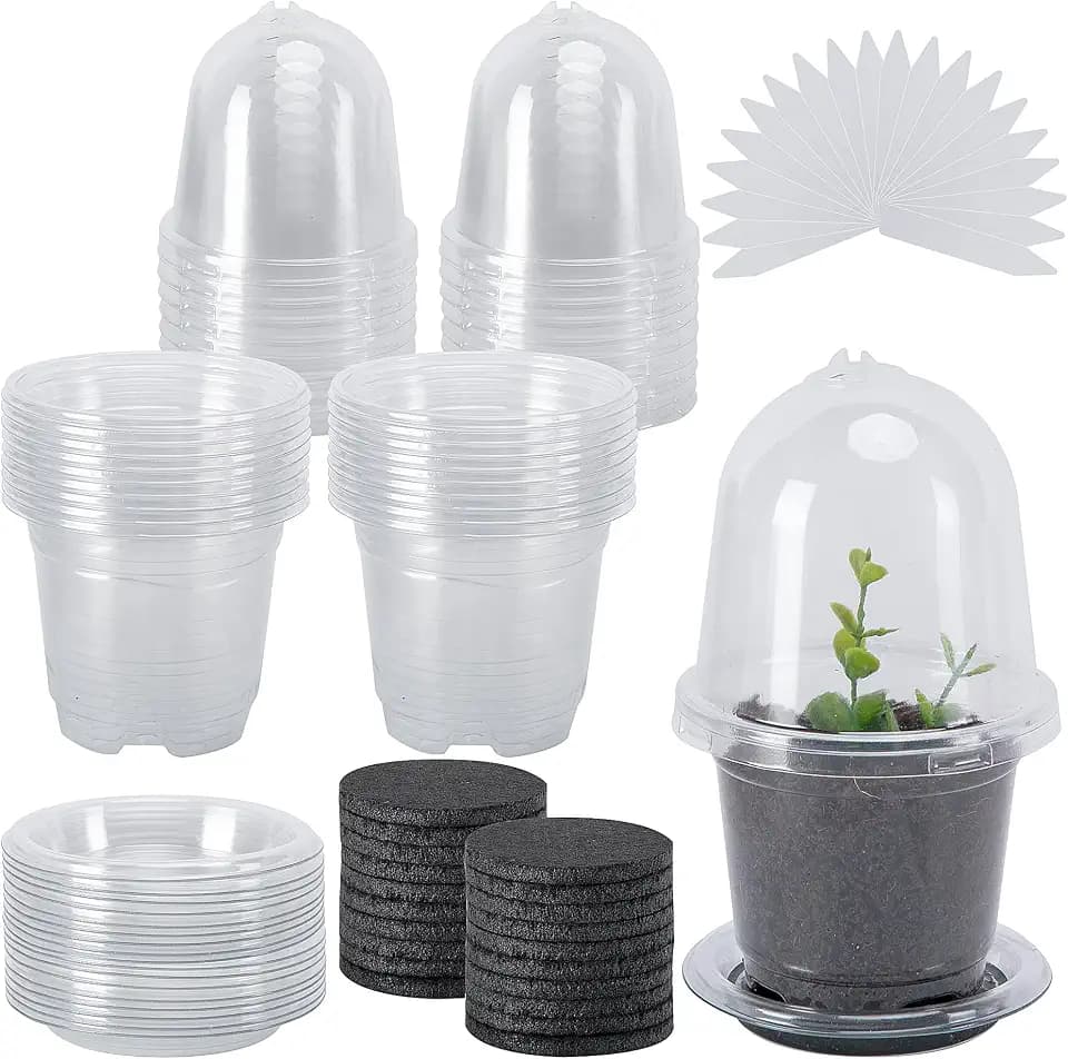 EBaokuup 20 Pack Self Watering Seed Starter Pot, 3 Inch Automatic Watering Plant Nursery Pots with Humidity Dome, Self Watering Nursery Pots for Potted Plants Seed Germination
