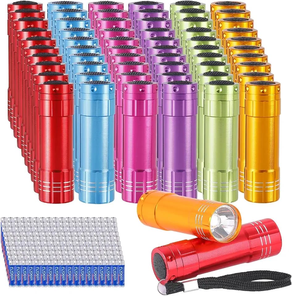 KunHe 60 Pack Small Mini Cheap Flashlights Bulk with Batteries Aluminum LED Bulk Flashlight for Party Favor Emergency Power Outage Gift to Operation Christmas Child Items Bulk Christmas Gifts