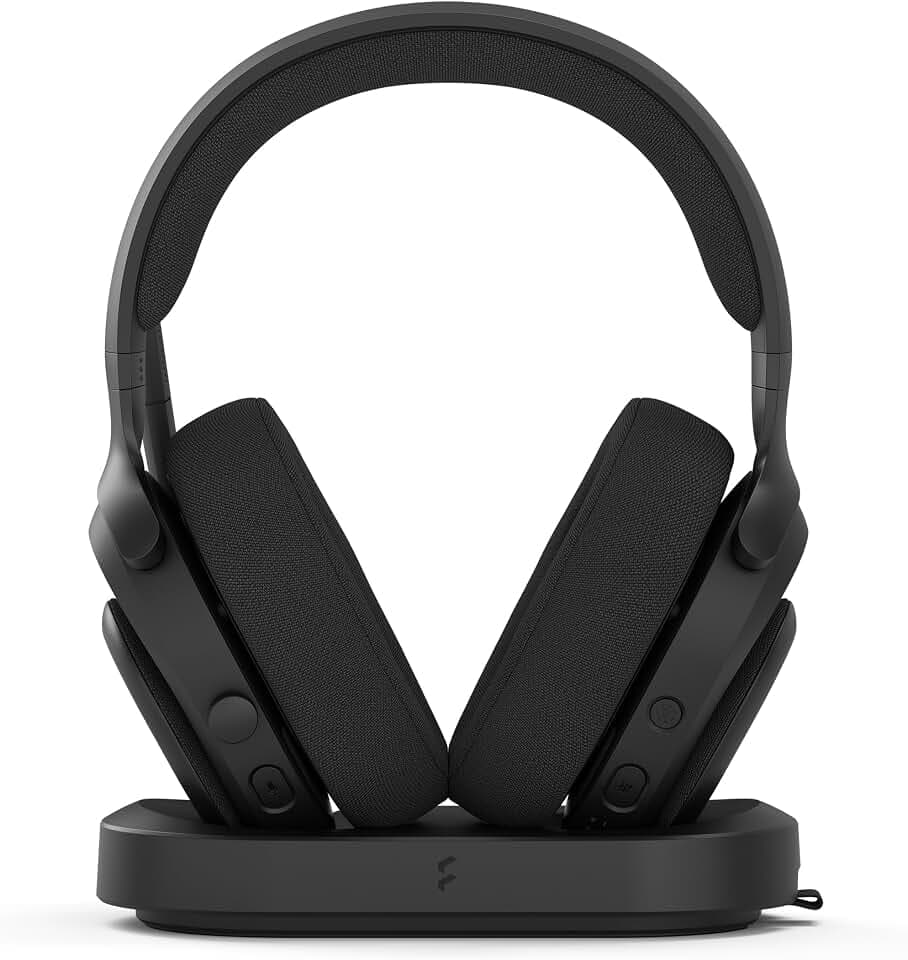 Fractal Design Scape Dark - Wireless PC Gaming Headset - Abnehmbares Mikrofon mit Geräuschfilter – Bis zu 40 Std. Akkulaufzeit – RGB-Beleuchtung mit Statusanzeige – Schwarz