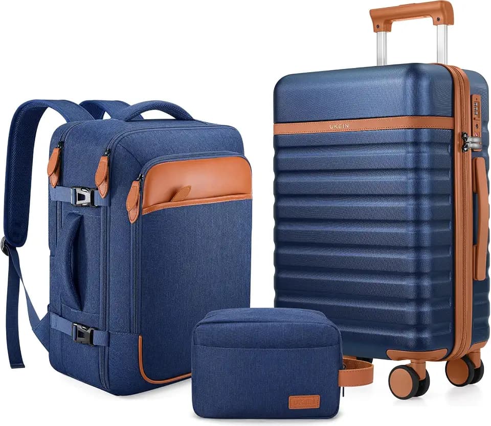 UKEIN Luggage Sets 3Piece, Carry On Luggage 20in Suitcase Set With Backpack