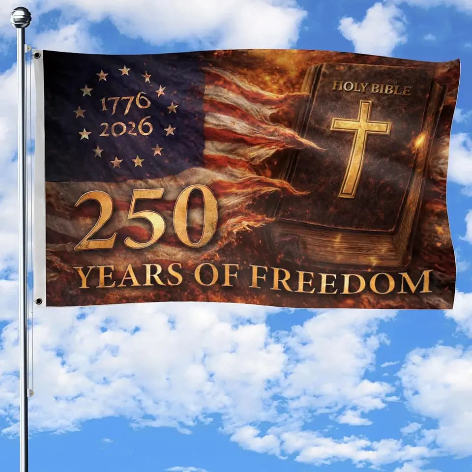 250 Years Of Freedom Flag Christian, Double-sided Printing Banner 3x5 Ft 3