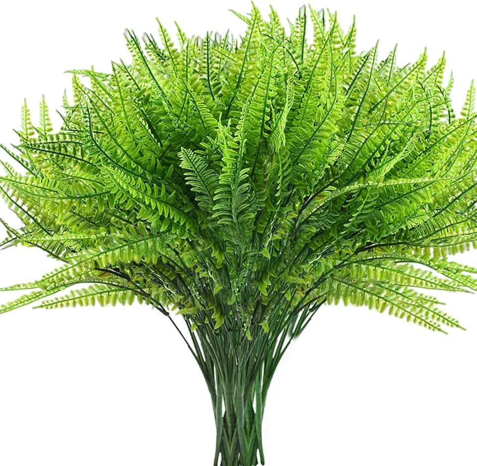 12 Stück Künstliche Farn Pflanzen Kunstpflanzen Farnpflanzen, Dekopflanzen Farn Kunstpflanzen wie echt Grün, künstliche Balkonpflanzen für Tischdeko Garten Vase Dekoration