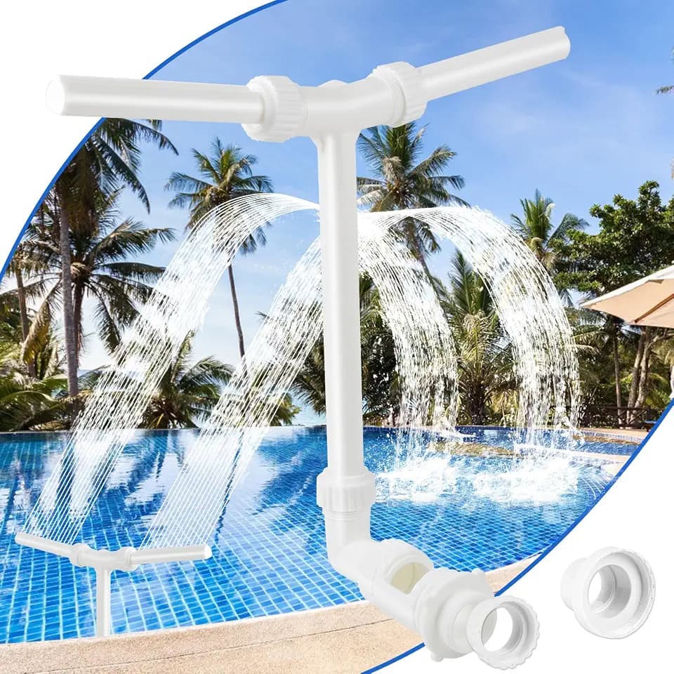 LALAGO Pool Wasserfall, Wasserbrunnen Dual Spray Einstellbarer, Weiß